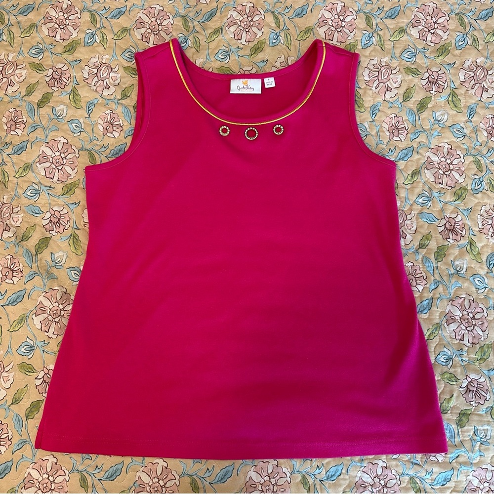 Vintage Quacker Factory Pink Rhinestone Detail Women’s Tank Top